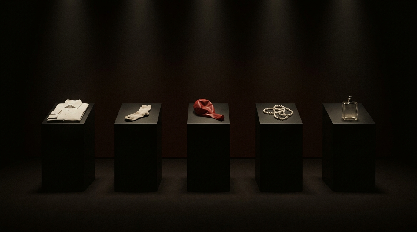 The collection, under glass